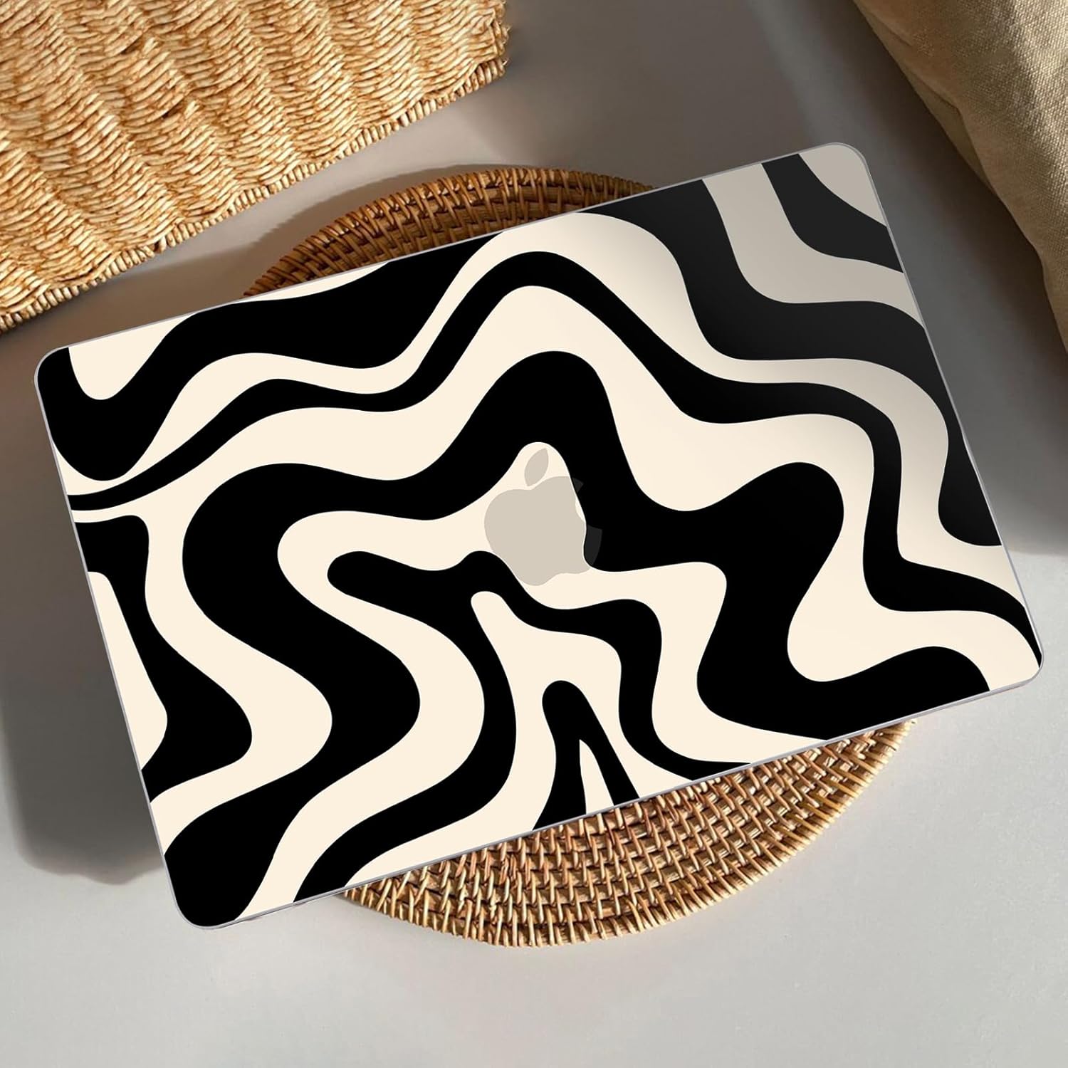 AKIT Compatible with MacBook Pro 13 inch Case M2 M1 A2338 2026 2025-2016 M2 M1 A2338 A2251 A2289 A2159 A1989 A1708 A1706, Pattern Hard Shell Laptop Case&Keyboard Cover&Screen Protector, Black Wave - Image 3