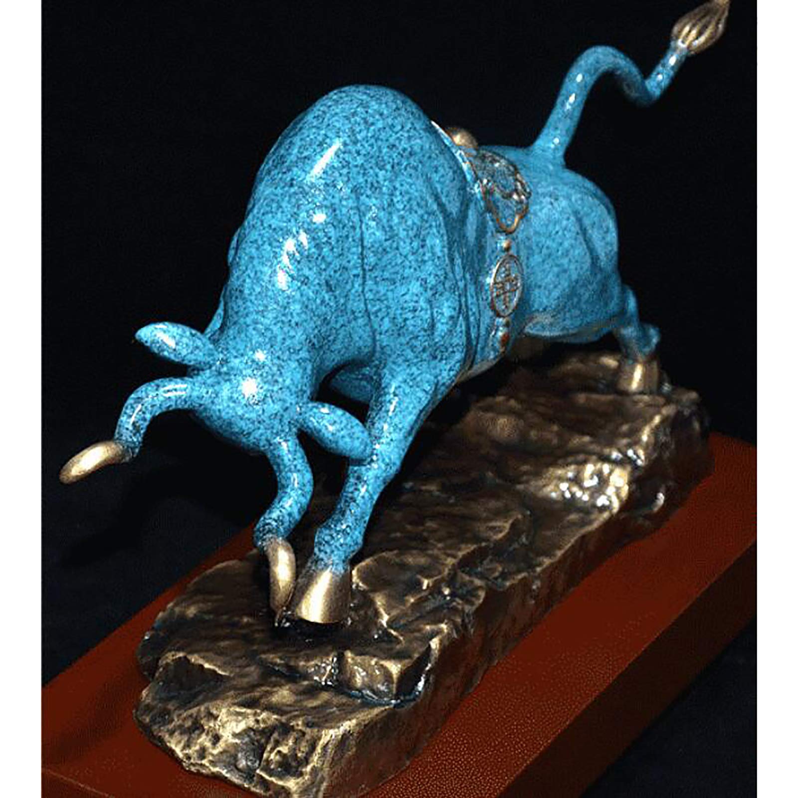 Feng Shui Suerte Animal Estatua Y Escultura Colección Regalo Toro Feroz Estatua Decoraciones Toro,Wall Street Toro Arte Decoración,Latón Muñeca Estatua-Bronce c 15.7 años