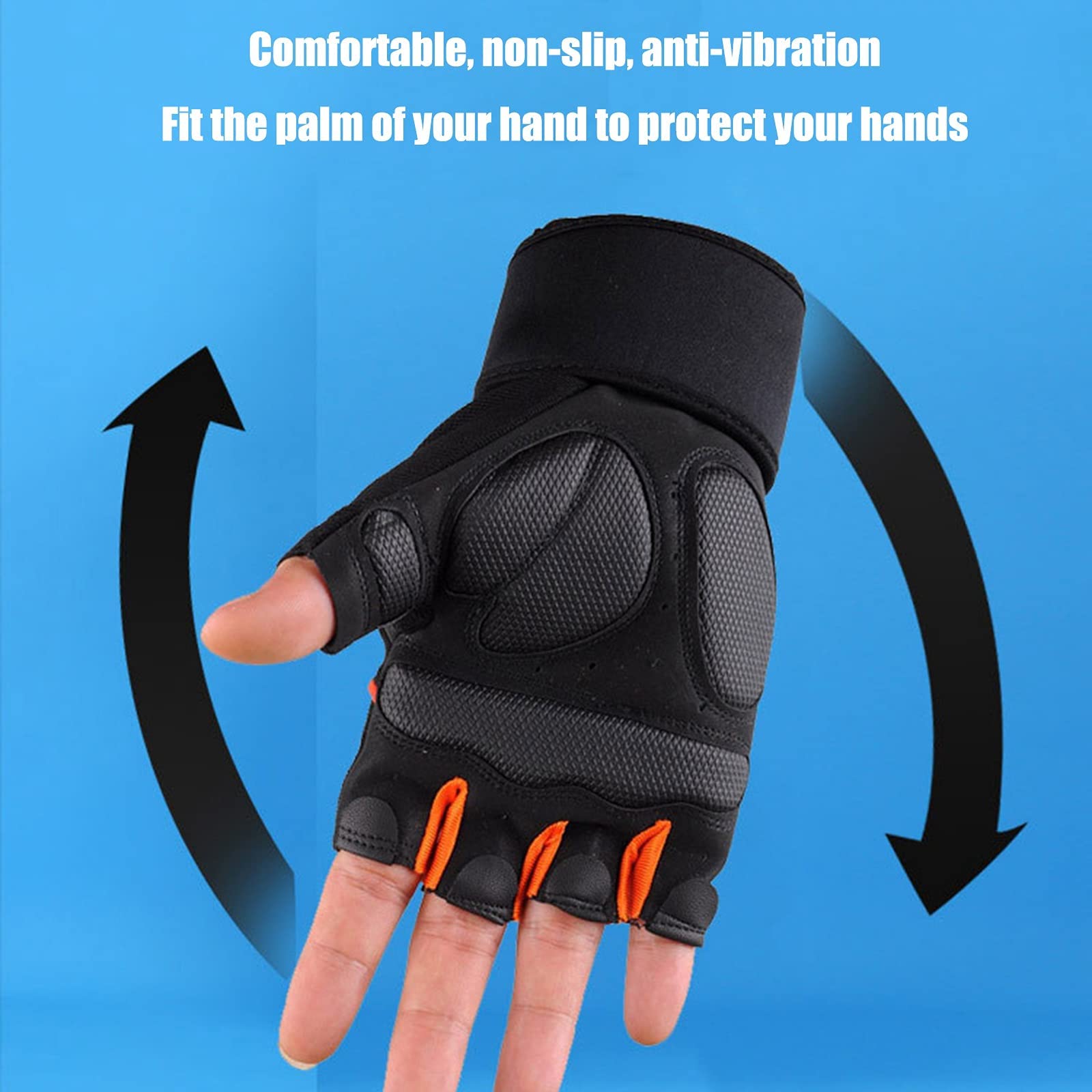 Guanti per sollevamento pesi per uomo donna Guanti protettivi mezze dita traspirpporto completo per il polso Ottimi per allenamento Guanti da allenamento Esercizi Fitness Appesi per trazioni