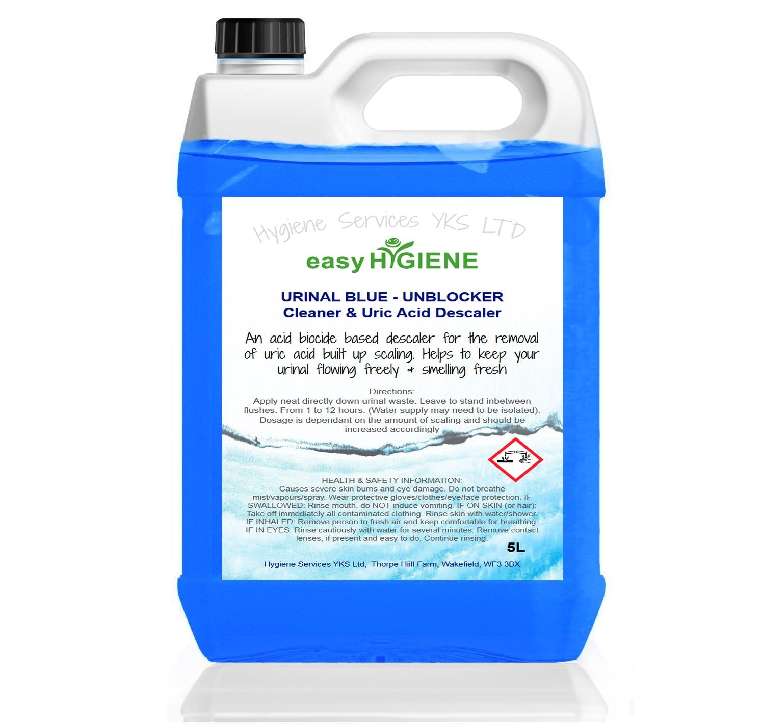 easy HYGIENE URINAL BLUE heavy duty Unblocker Descaler Cleaner for URIC ACID scale build up limescale