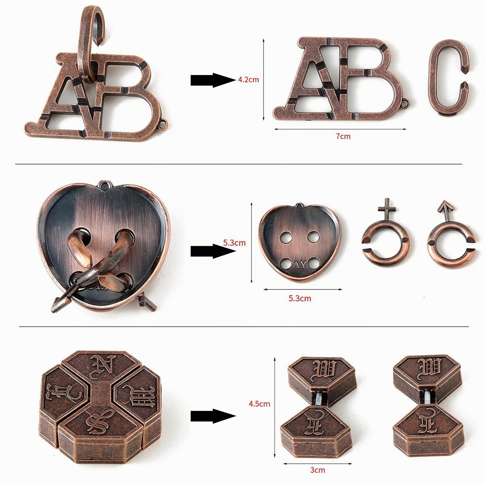Joyeee Knobelspiele Metall Puzzle Set, Zaubertrick Spielzeug Denkaufgabe IQ Geist Test Lernspielzeug für Party Mitgebsel Erwachsene Teenager und Kinder Herausforderung, Hohe Schwierigkeit, 25Stück - A