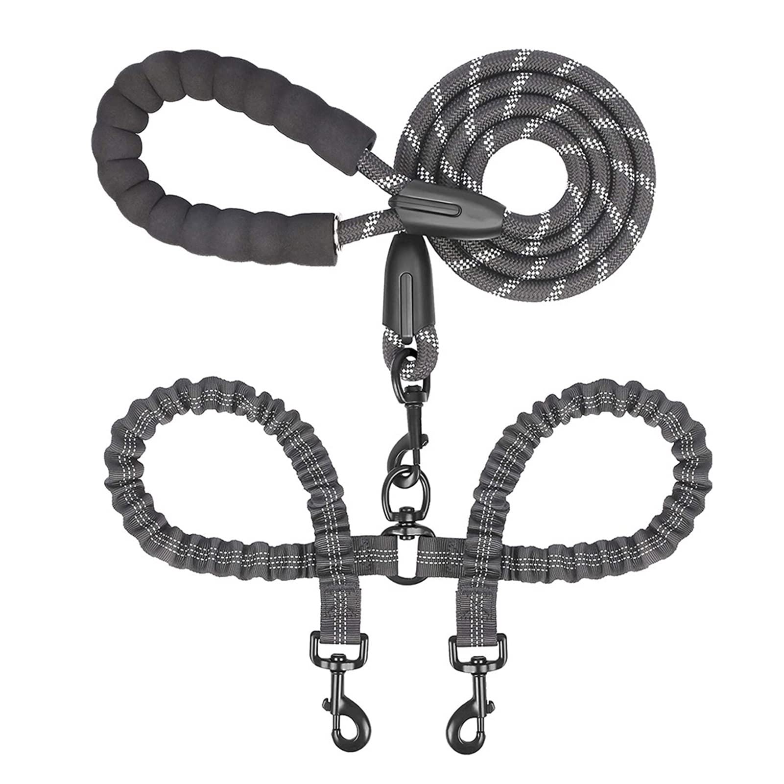 2 Two Dods Leash Coupler Double Twin Lead Walking Hundeleinen (Color : Black)