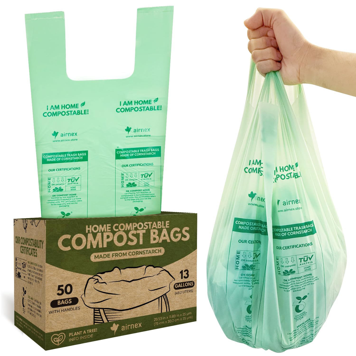 AIRNEX Compostable Kitchen Trash Bags 13 Gal