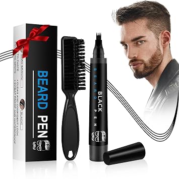 Beard Pencil Filler for Men Black Beard Brush Mens Grooming Kits, Black