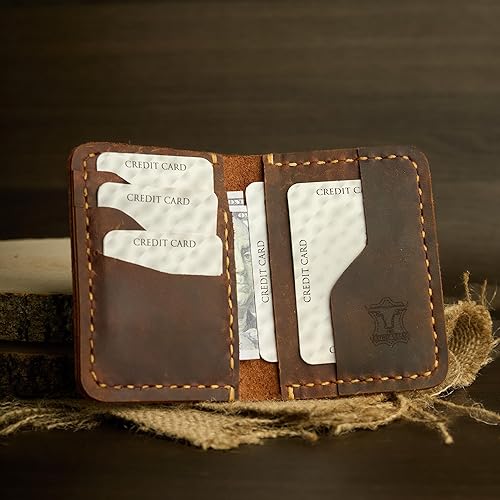 Miniatura 5 de Cartera de cuero hecha a mano, billetera de cuero minimalista, billetera plegable, billetera de bolsillo frontal, tarjetero de cuero hecho a mano,