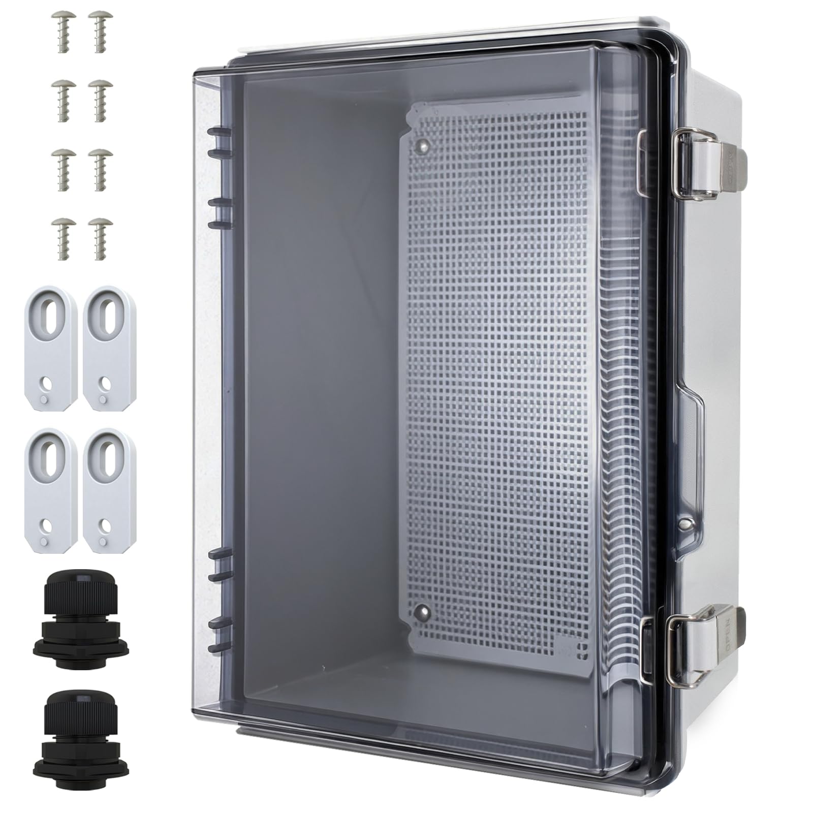 MAKERELE Outdoor Junction Box ABS Plastic Waterproof Universal Electrical Project Box Grey Enclosure with Transparent Cover 13.8×9.8×5.9inch（350×250×150mm）-picture-47