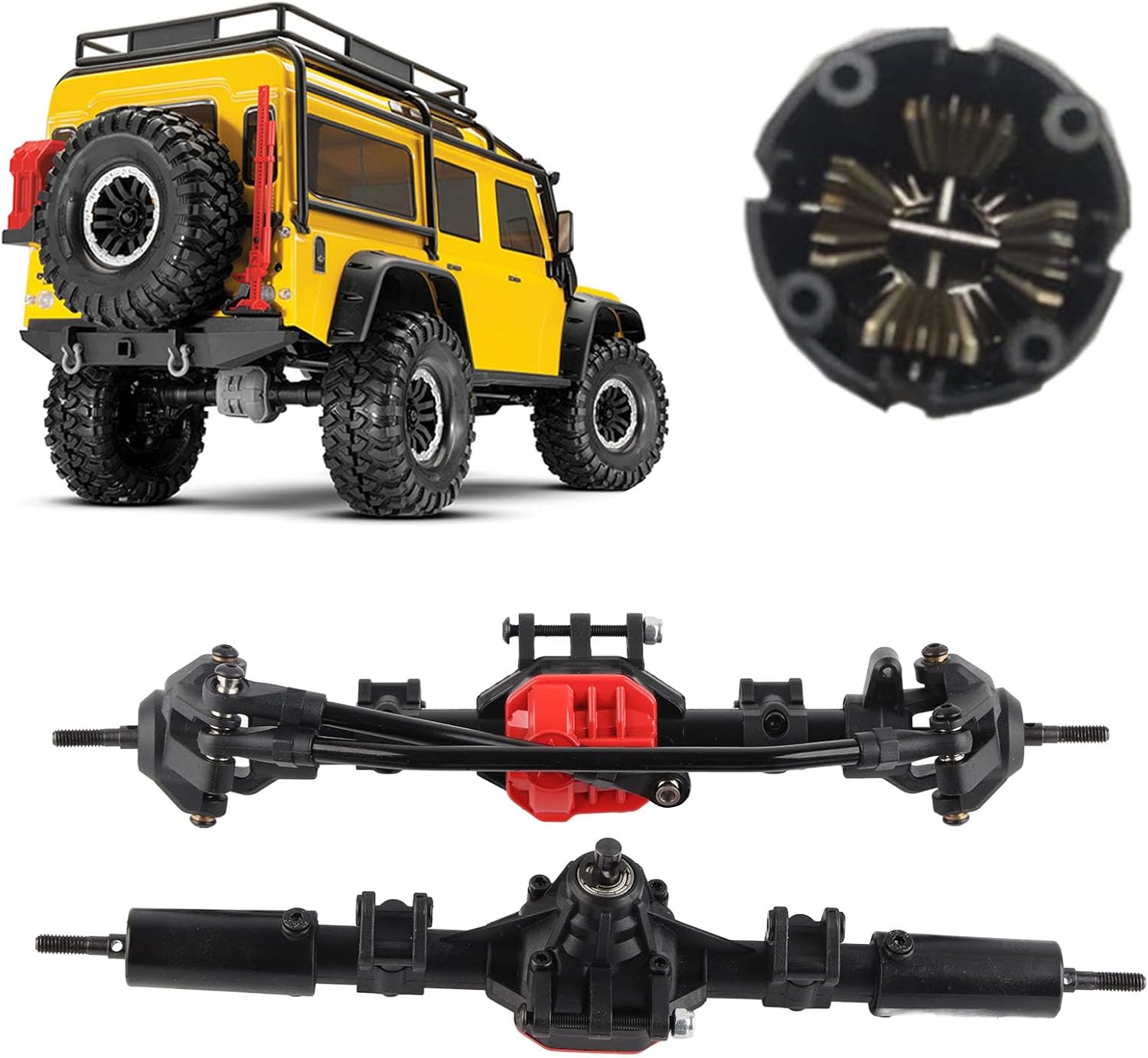 RC Front Rear Axle Set with 2Pcs Metal Drive Shaft for 1/10 RC Car SCX10 I SCX10 II