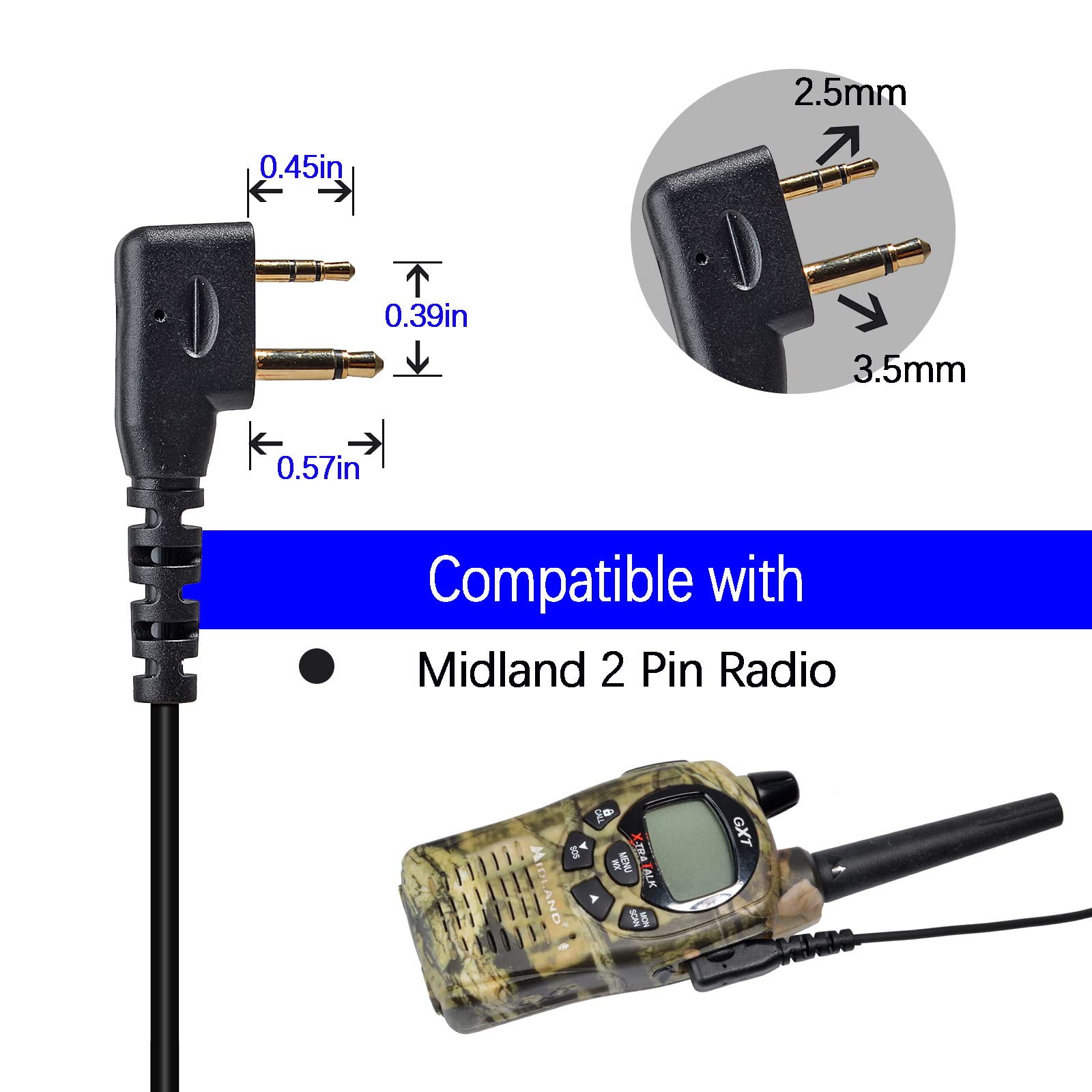 Auricolari radio G7 G7 XTR G9 Pro Plus G5 G6 G8 XT30 XT50 XT60 XT70 ALAN42 ALAN52 M24 M48 PMR446 2 Pin Walkie Talkie CB Accessori con microfono PTT (2 pezzi)