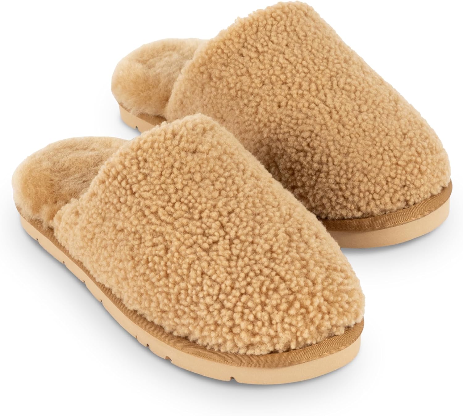 Cozy Earth Puffy Sheep Slippers - Women’s Shearling Fur House Slippers - Indoor Outdoor - Padded Footbed & Rubber Outsole