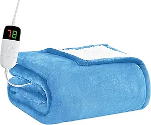 BOMOVA Heated Electric Blanket Full Size - 72" x 84" Heating Blanket with 10 Heating Levels & 8 Hours Auto Off, Warm Flannel Blanket with Over-Heat Protection, for Women, ETL & FCC Certified