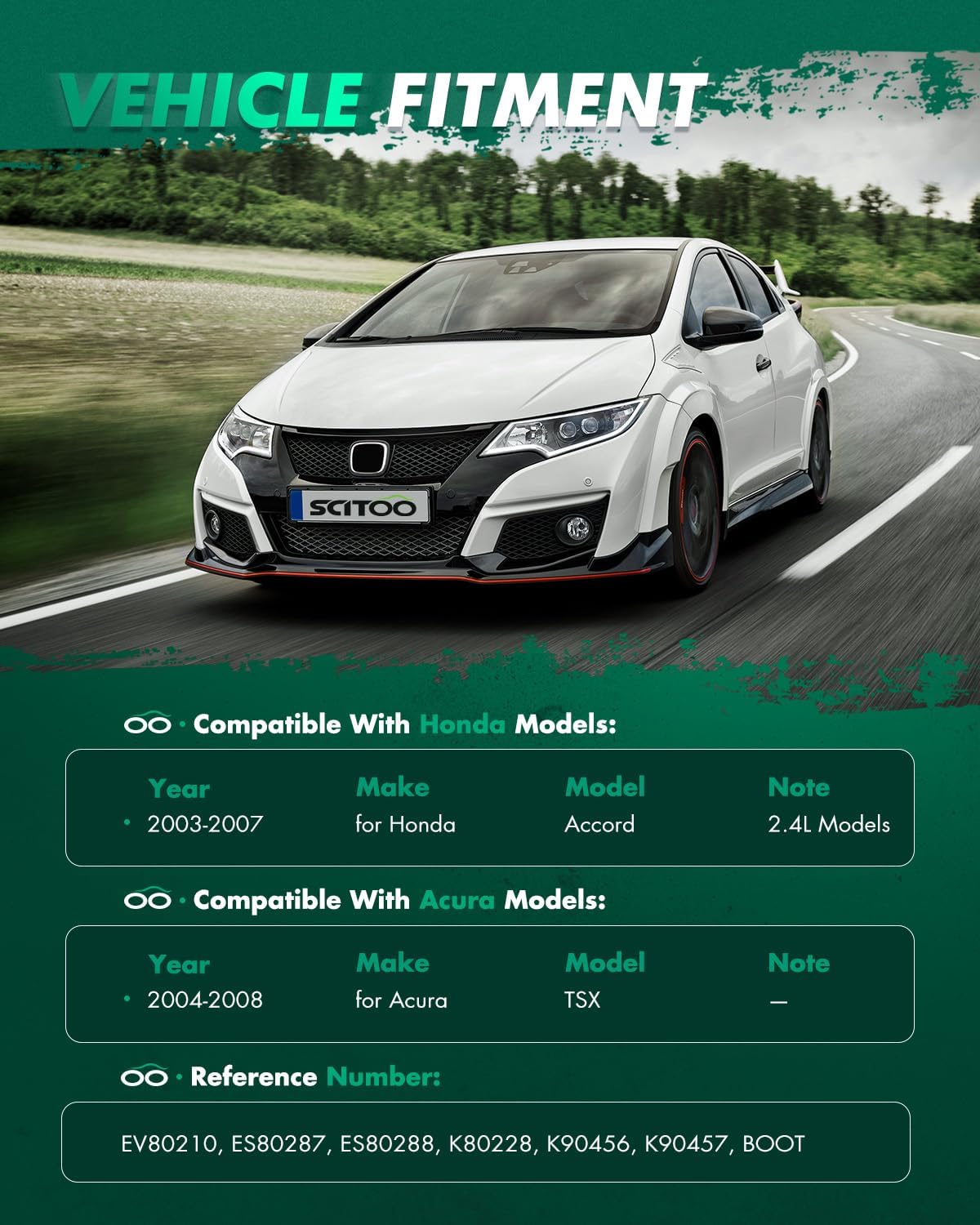 SCITOO 10pcs Front Suspension Kit Inner Outer Tie Rod Ends w/Steering Boots fit for 2003-2007 for Honda for Accord 2004-2008 for Acura TSX with Sway Bar Links Lower Ball Joints