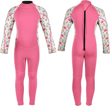 DEHAI Wetsuit Kids for Boys Girls Toddler Youth 3mm Neoprene, Back Childrens Full Wet Suit, Front Zipper Shorty Thermal Swimsuits Cold Water Warmth for Swimming Diving Surfing