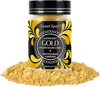 Sweet Spell Gold Luster Dust Edible Glitter 15g - Shimmer Pearl Dust Powder for Decorating Cakes, Chocolate, Drinks, Cocktails - 100% Edible, Food Grade, Vegan, Gluten-Free