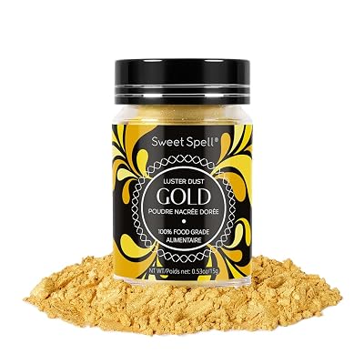 Sweet Spell Gold Luster Dust Edible Glitter (15g) - Shimmer Pearl Dust Powder for Decorating Cakes, Chocolate, Drinks, Cocktails - 100% Edible, Food Grade, Vegan, Gluten-Free