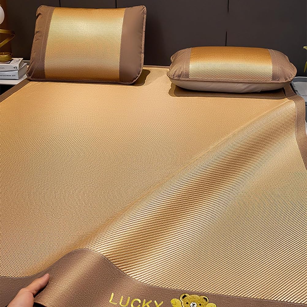 Summer Sleeping Mat, Bamboo Foldable Cooling Mat For Bed Multicolor Multiple Sizes(Yellow,120 * 200cm)