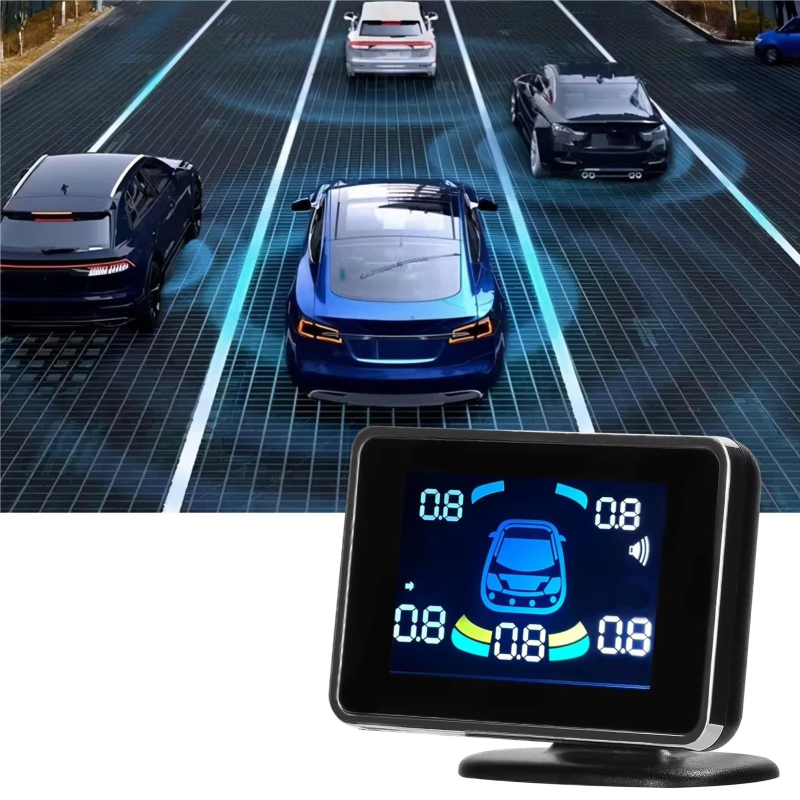 Sensores PDC Sensor Aparcamiento Coche 8 Sensores Radar Marcha Atrás Sonido Advertencia Zumbador Silencio Detección Distancia Monitor LCD Ayuda