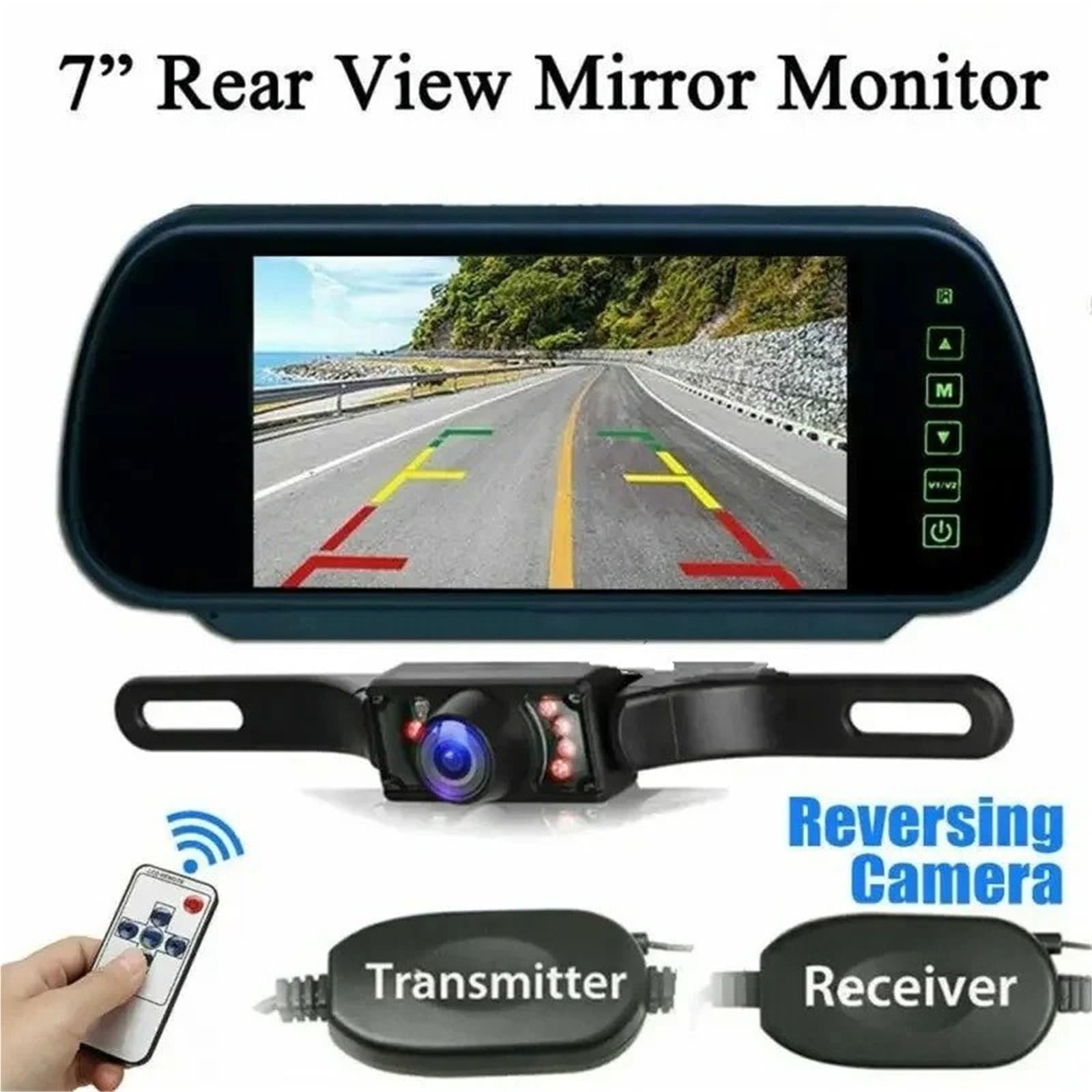 Kit De Cámara Visión Trasera Inalámbrica 7" con Monitor Y Fotorresistencia para Coche, Camión para Furgoneta. Cámara Trasera