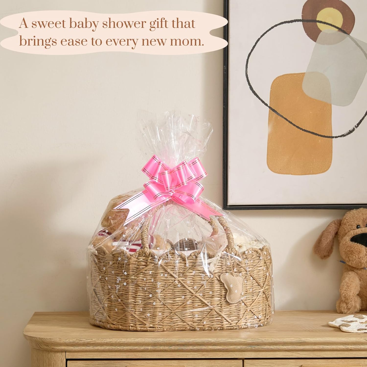 YANGQIHOME Diaper Caddy Organizer, Seagrass Nursery Baby Basket for Baby Essentials, Scalloped Wicker Diaper Caddy, Baby Shower Gifts (Diamond)