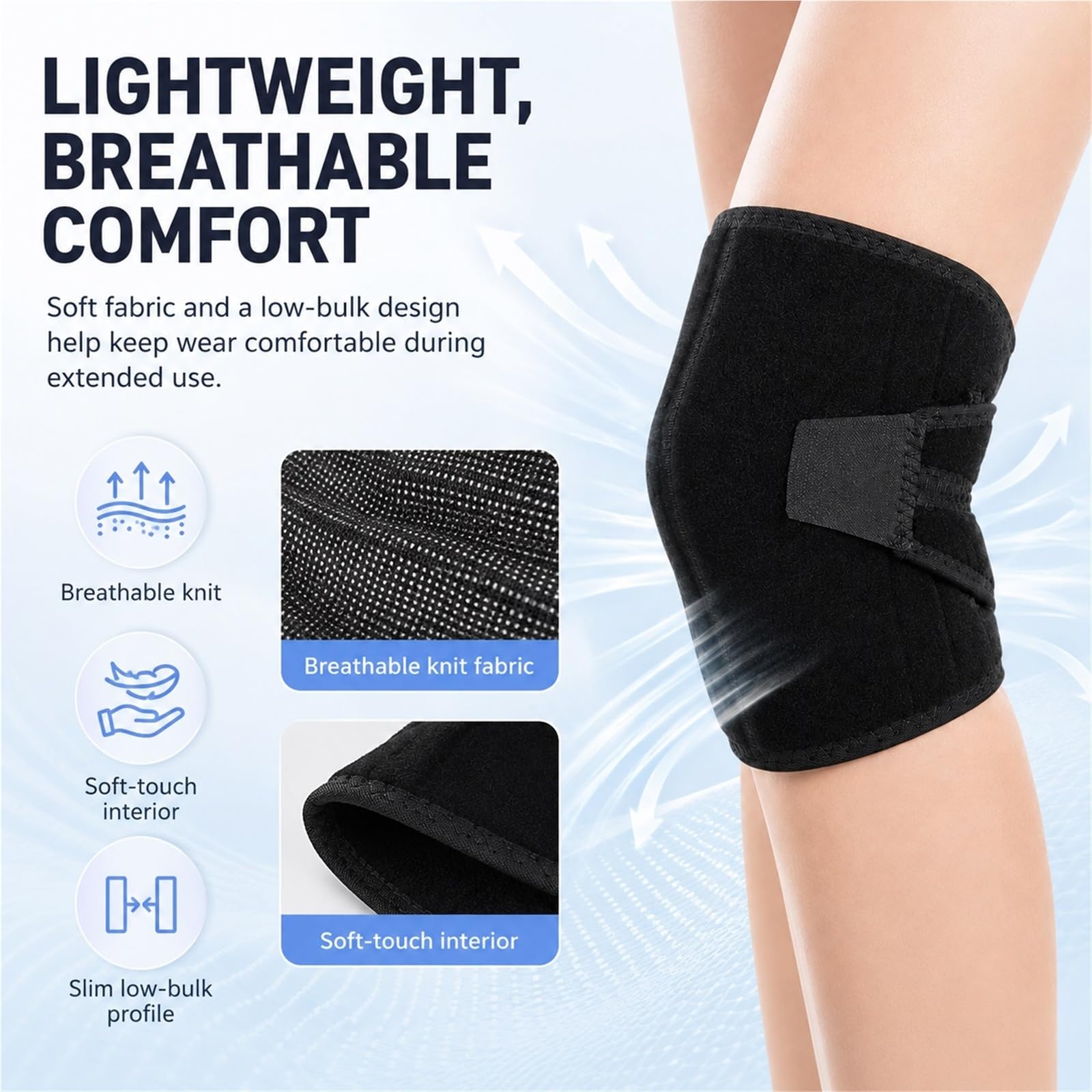 Rodillera Universal Estabilizadora para Alivio de Dolor de Rótula y Osteoartritis Soporte Ajustable para Esguinces Leves con Correas de Compresión Talla Única