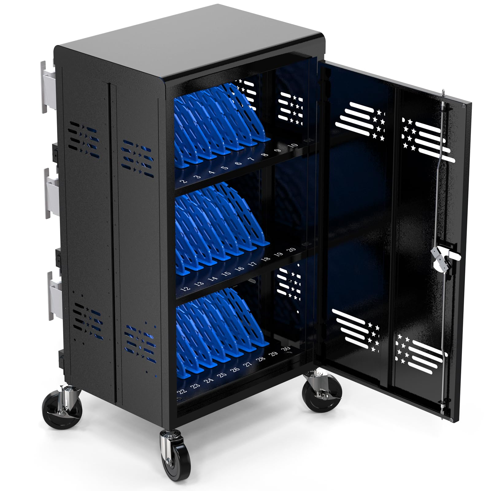 Meteteel Laptop Cart, 30 Device Mobile Charging Cart for Chromebook K-12