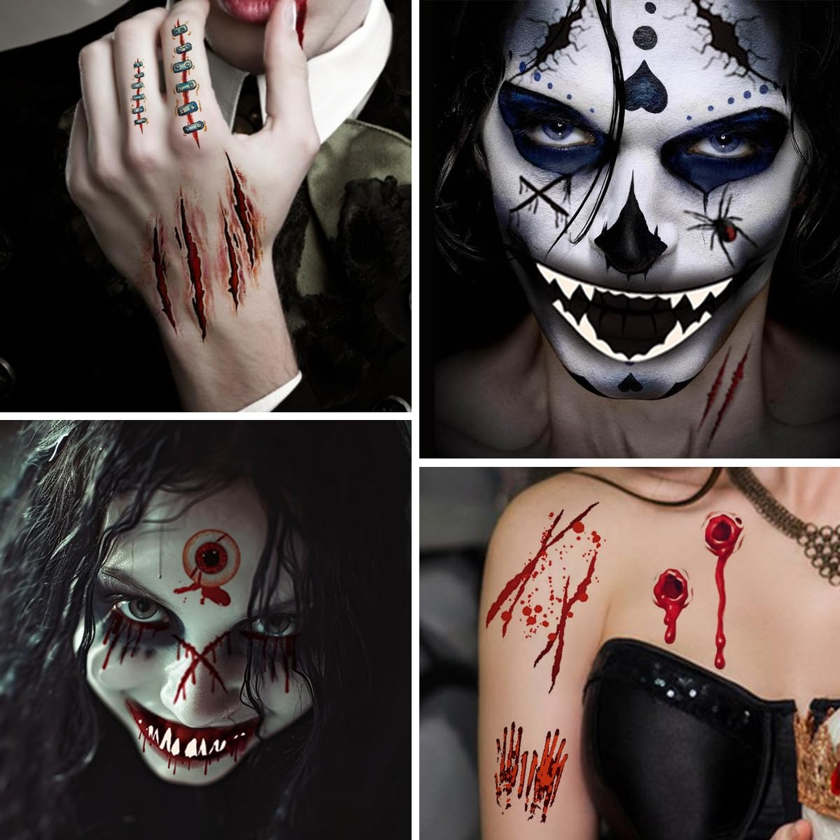 Tatuaż na Halloween, tatuaż z bliznami, kostium na Halloween, kostium dla kobiet i mężczyzn, akcesoria na Halloween, tatuaż na Halloween, Halloween, imprezę