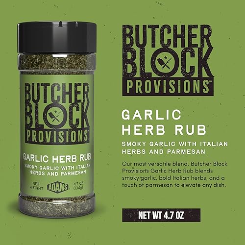 Miniatura 4 de Butcher Block Provisions - Rub de hierbas de ajo - Mezcla de condimentos de ajo ahumado, hierbas italianas y parmesano - Sal marina, cebolla, aceite