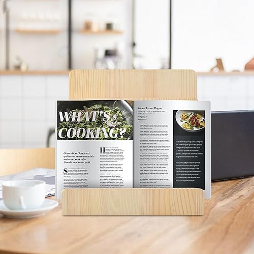 Miniatura 6 de DOSTATNI Organizador de literatura de madera de pino de 3 niveles y soporte de exhibición de tarjetas, 8.5 x 11 pulgadas para escritorio