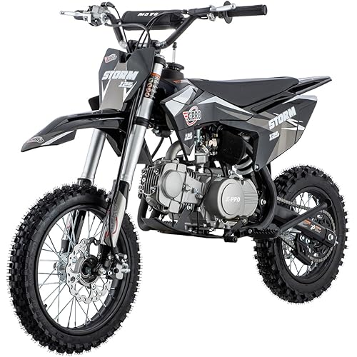 X-PRO Storm 125cc Zongshen Brand Engine Dirt Bike with 4-Speed Manual Transmission, Kick Start, Big 14"/12" Tires! (Black)