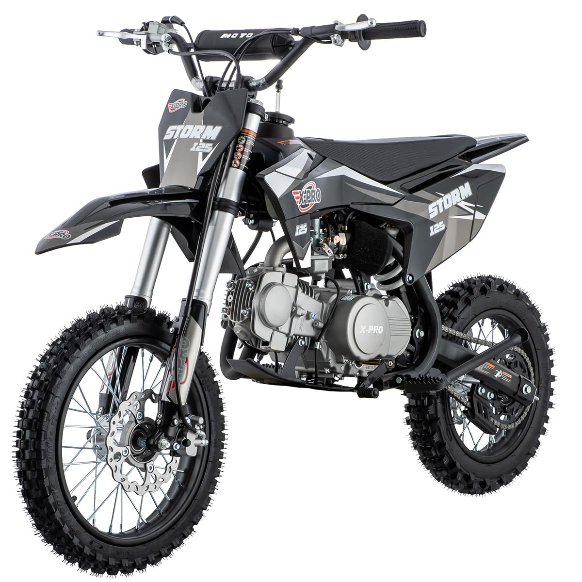 Storm 125cc Zongshen Brand Engine Dirt Bike with 4-Speed Manual Transmission, Kick Start, Big 14"/12" Tires! (Black)