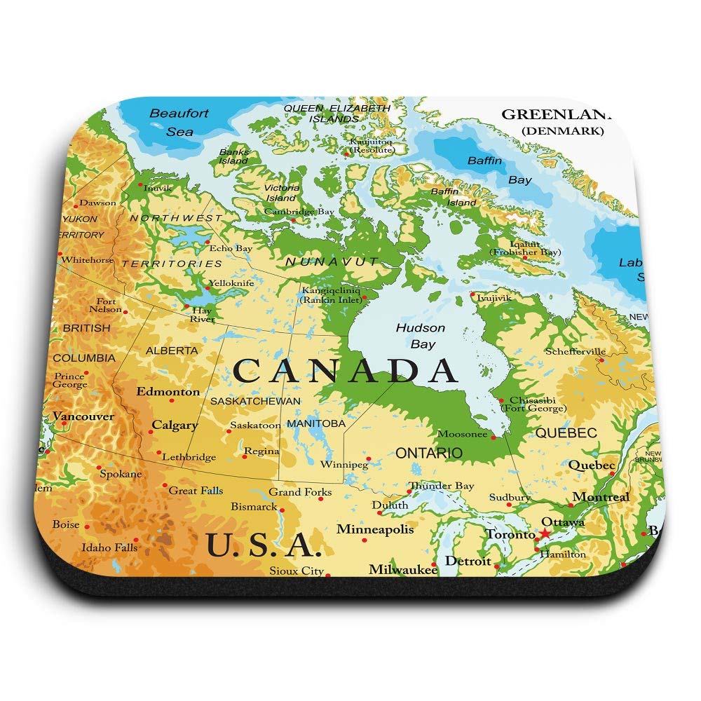 Destination Vinyl Ltd Multicolor 1 X Square Mdf Fridge Magnet - Canada Map Canadian Travel 3164