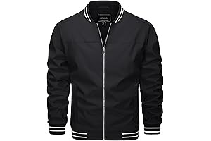 Men's Bomber Jacket Lightweight Jacket Varsity Flight Jacket Baseball Windbreaker Water Resistant Spring Autumn