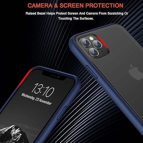 Miniatura 4 de TENDLIN Funda compatible con iPhone 11 Pro Max, translúcida mate, parte trasera dura con parachoques de silicona suave, cómoda funda (azul)