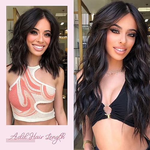 Miniatura 4 de HOOJIH Extensiones de cabello con alambre invisible de 2 maneras ajustables, tamaño de diadema rizada, ondulada, invisible, alambre corto, 12