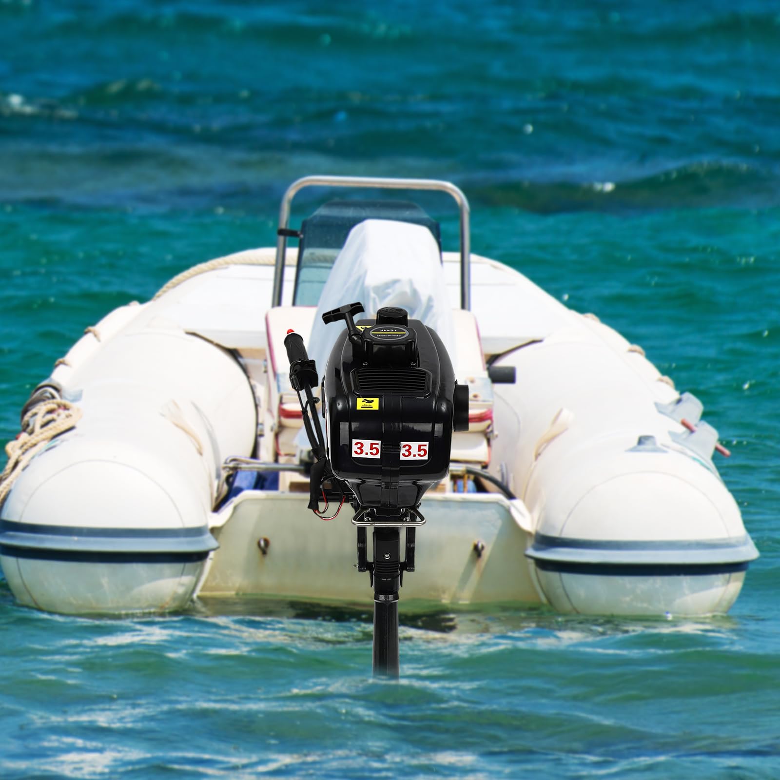 Moteur Bateau Thermique Moteur Hors-bord 2 Temps 3,5 CV, Moteur De Bateau De Pu00eache Robuste Moteur Bateau Gonflable
