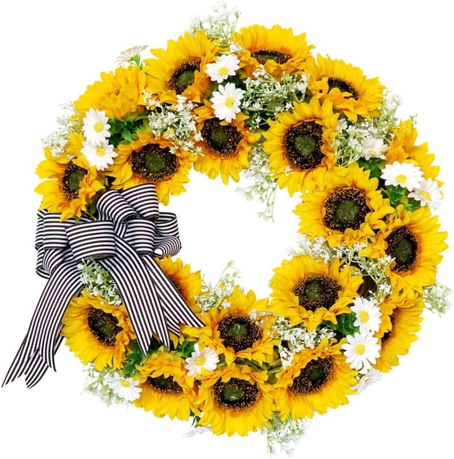 Autumn Coloured Sunflower Wreath Rustic Wedding Decoration Patio Door Decoration Simulation Wreath