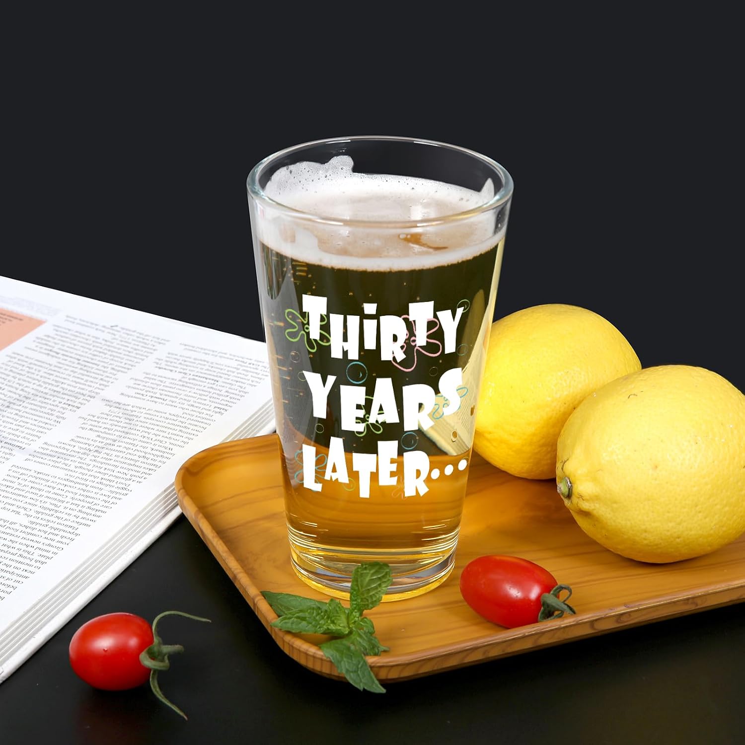 Jogskeor Thirty Years Later Pint Beer Glass, Funny 30th Birthday Gift for Men Women, Unique 30 Year Old Birthday Present for Him Her, Vintage 16oz Engraved Pub Glass for 30th Birthday Party Favors