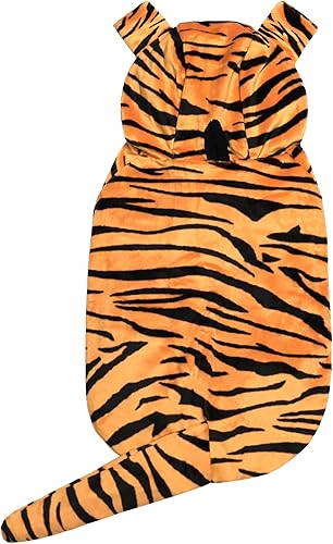 DELIFUR Disfraz de tigre para perro, divertido disfraz con capucha para Halloween, cosplay, divertido disfraz para perros pequeños y medianos para