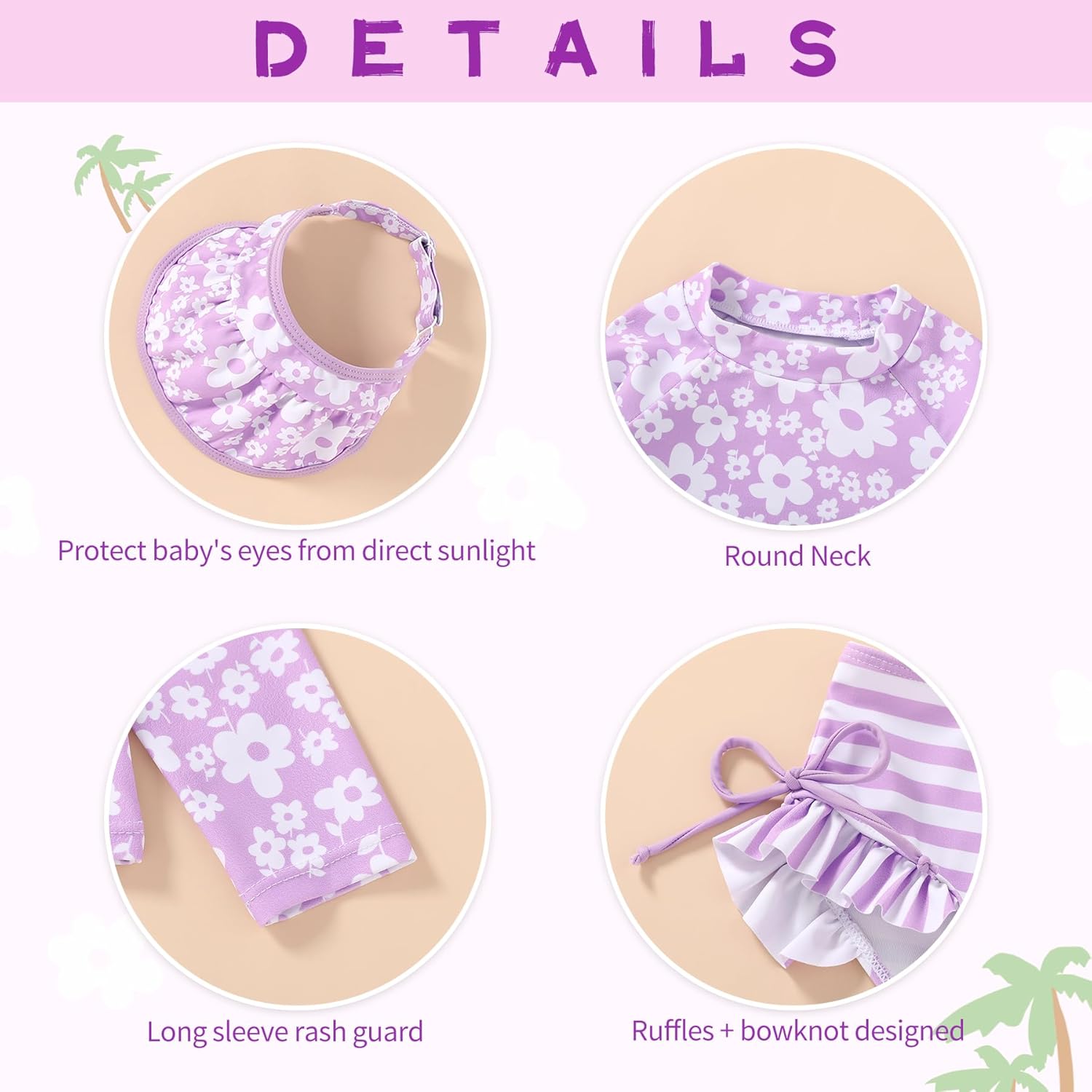 YOUNGER TREE Toddler Baby Girls Swimsuit Long Sleeve Bathing Suit Rash Guard Swim Suit Bikini Set UPF 50+ - Image 5