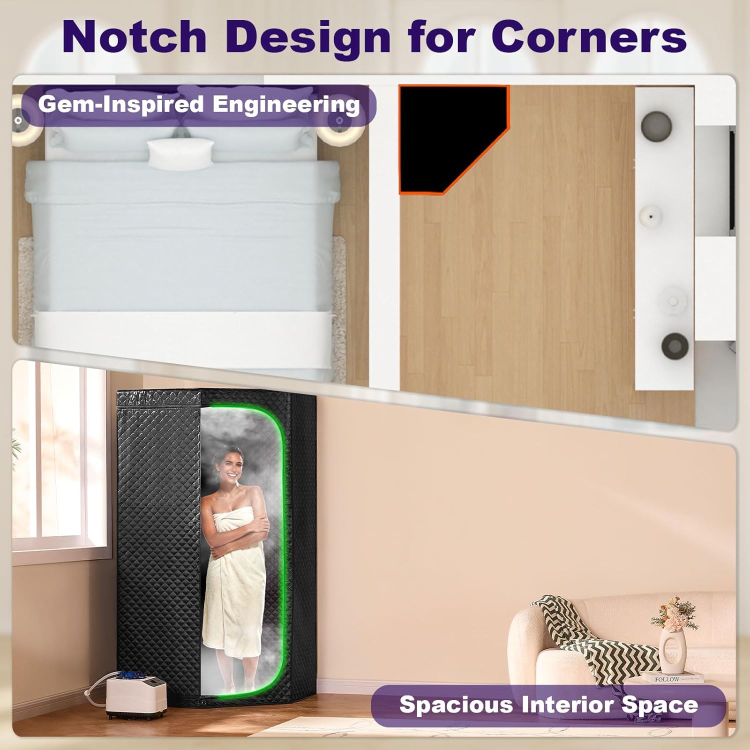 Steam Sauna Tent for Home with Transparent Door, Portable Indoor Sauna with Powerful Steam Heating, Foldable Personal Spa for Relaxation (Single Pentagonal, Black)