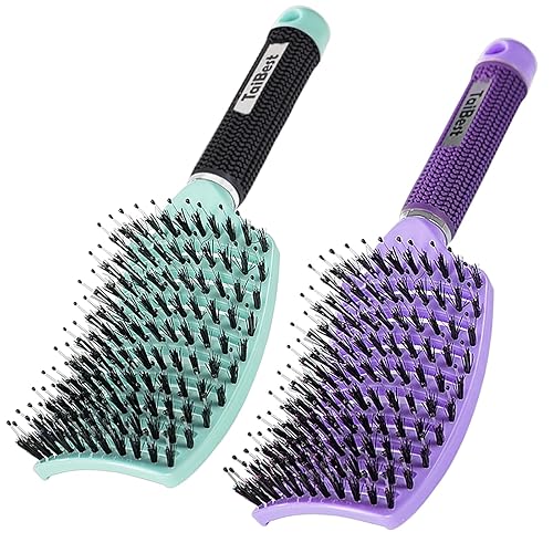 Vista 10 de Juego de Cepillos para Cabello con Cerdas de Jabalí - Cepillo Desenredante para Cabello Seco/Húmedo para Cabello Fino, Grueso, Rizado - Cepillo