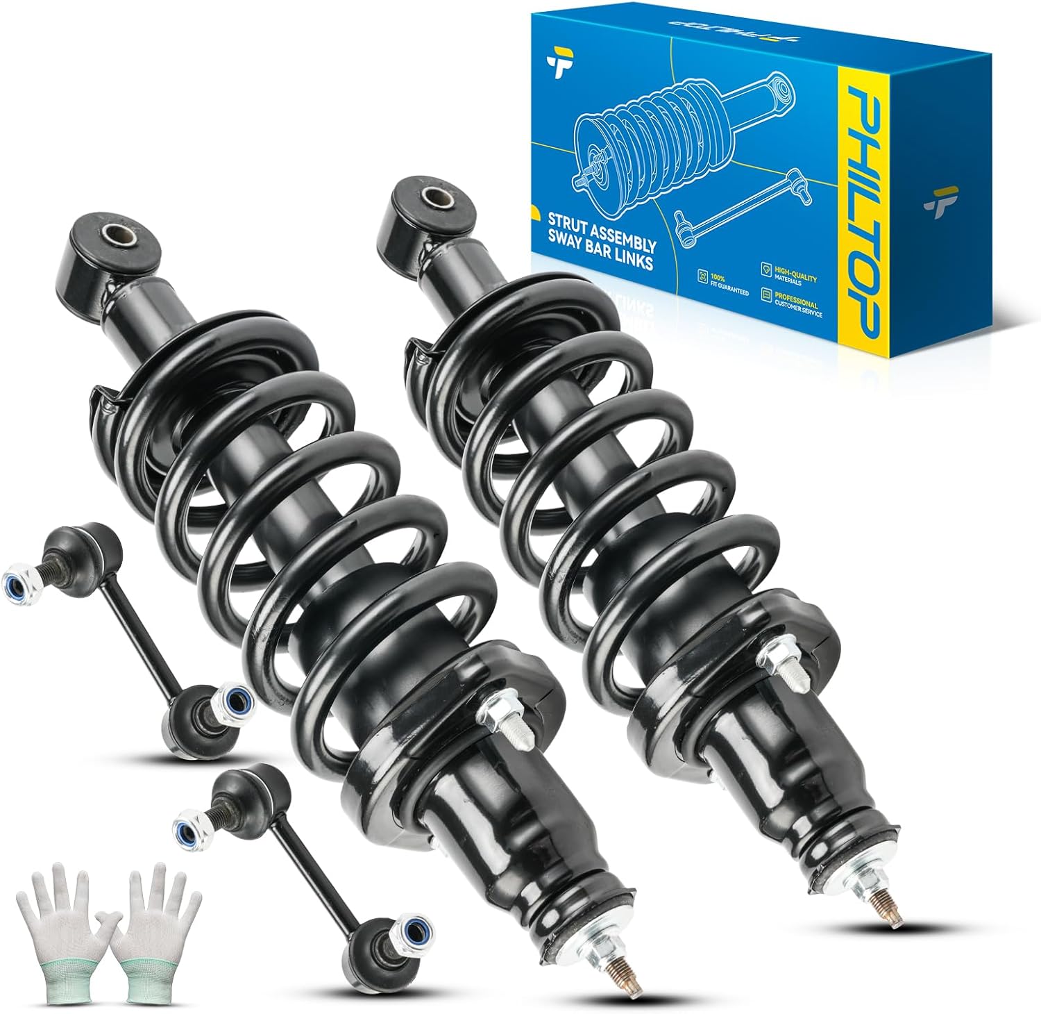 PHILTOP Rear Suspension Kit Complete Strut & Coil Spring Assembly Sway Bar Stabilizer Link 171380L, 171380R 2PCS Compatible with Honda CR-V 2002 2003 2004 2005 2006 Replacement Struts Shock Assembly