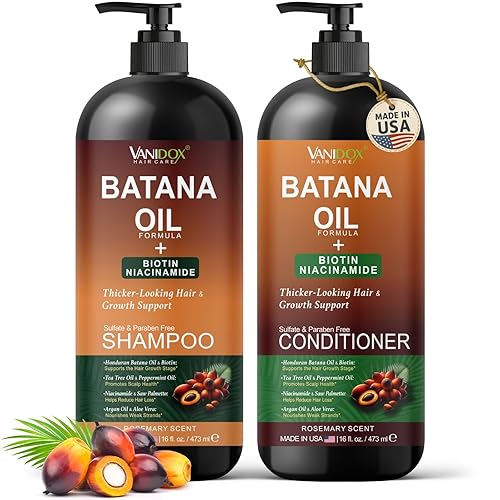 Batana Oil Shampoo and Conditioner Set – Biotin & Niacinamide Infused – Sulfate-Free, Paraben-Free – Moisturizing & Strengthening Hair Care for All