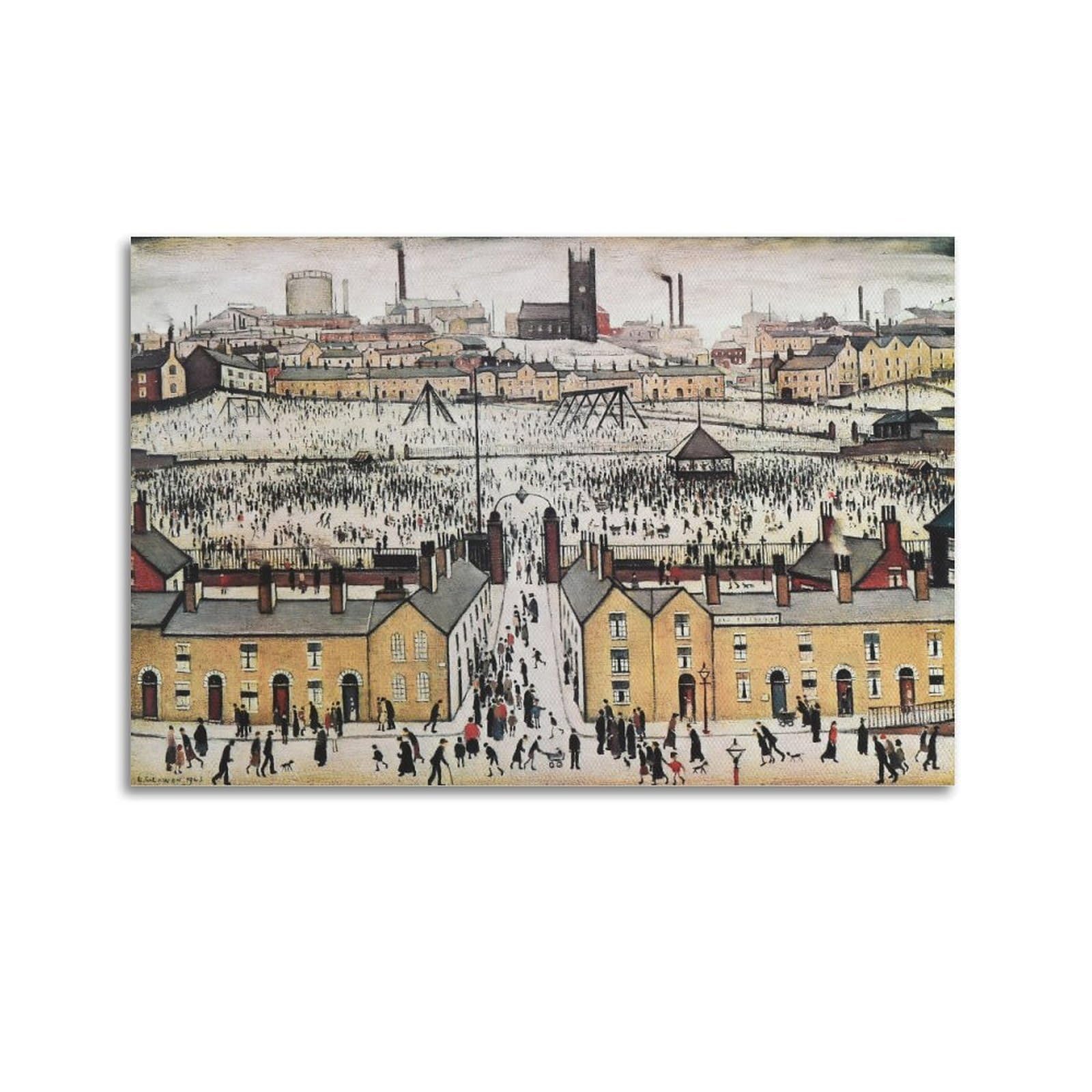 Kangzeng Unframe-Style L. S. Lowry Painter Works (Britain At Play) Art Posters Canvas Wall Art Picture Prints Hanging Photo Idea Decor 24X36inch(60X90cm)