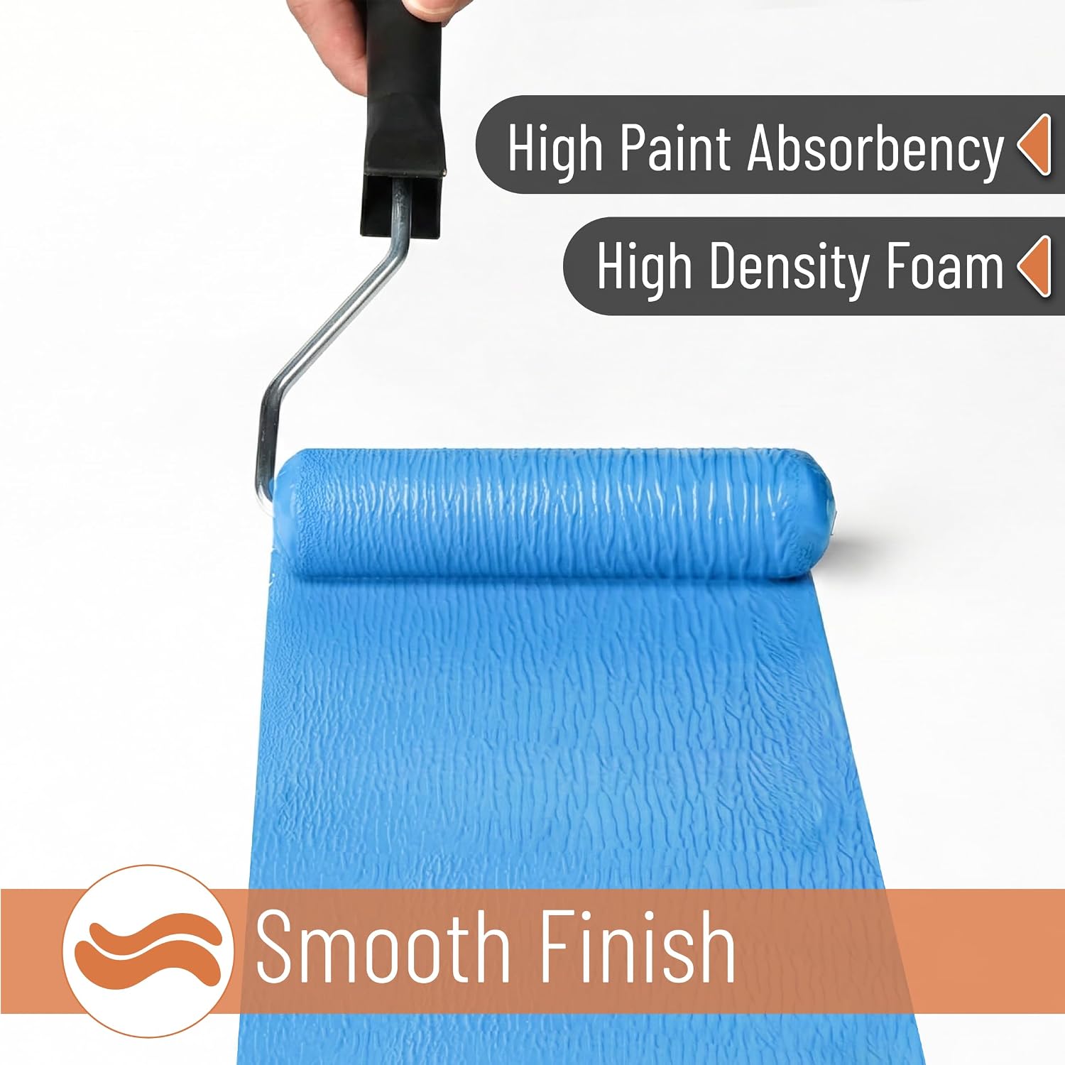 Bates- 9 Inch Foam Paint Roller Covers, 3 Pack, 3/8" Nap, Blue, High Density Foam Roller Covers for Painting Doors, Houses, Cabinets, Ceilings, Furniture, Smooth Even Finishes, Flat Surfaces image 4