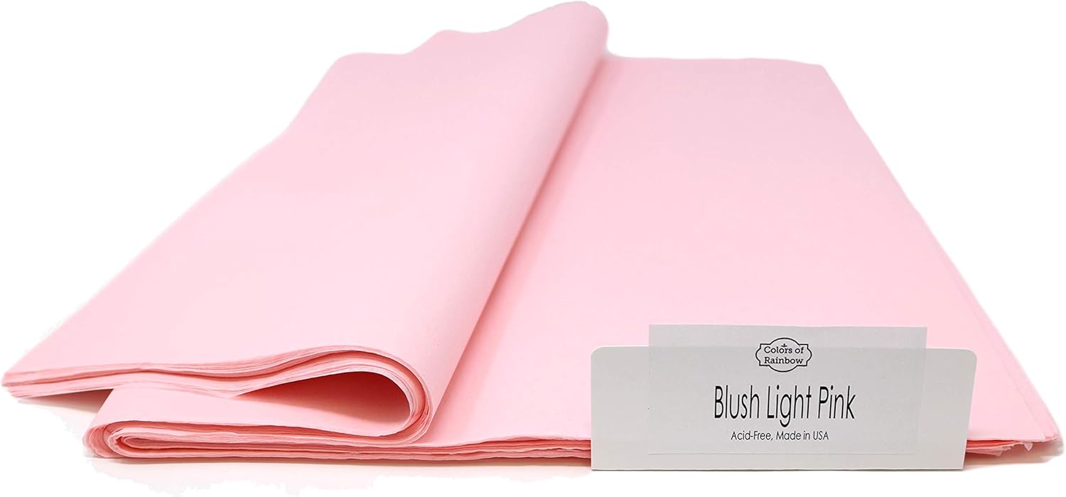 Blush Light Pink - Gift Wrapping Tissue Paper - 48 Sheets - 15 Inch x 20 Inch - for Party Decoration, Gift Bag, Paper Flower | Colors of Rainbow : Health & Household