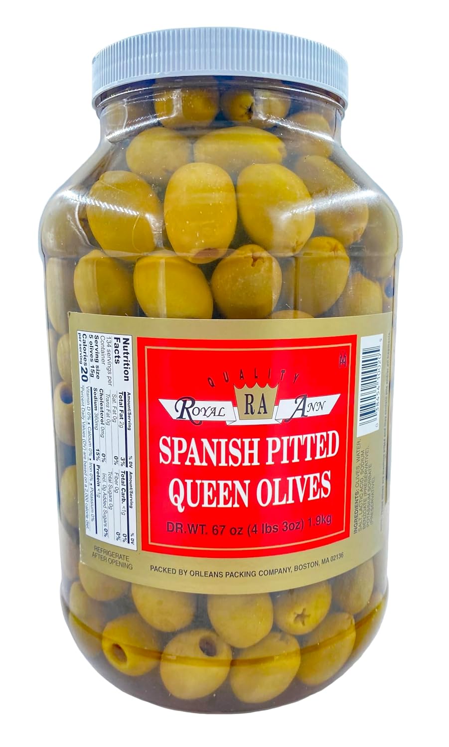 Royal Ann Spanish Plain Whole Queen Olives | 160-180 Count | Kosher | 5 lbs