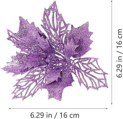 Miniatura 2 de DEARMAMY 1 juego de 12 rosas huecas de Navidad verdes con purpurina de Navidad artificiales para árbol de Navidad, flores artificiales para árbol de