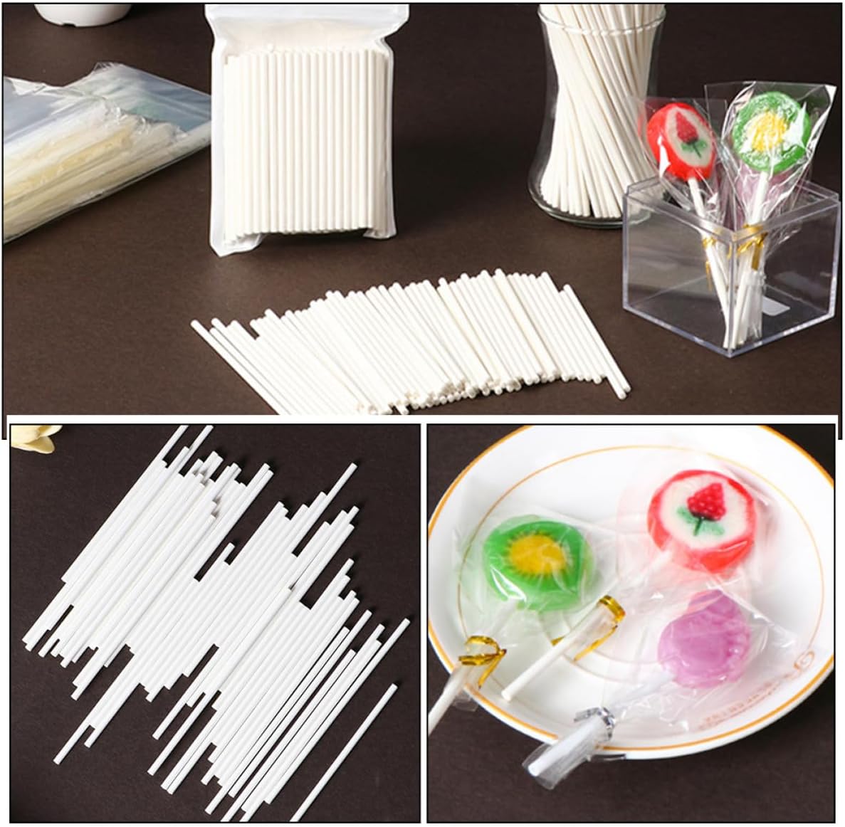 200pcs Paper Lollipop Sticks for Candy Making and DIY Treats