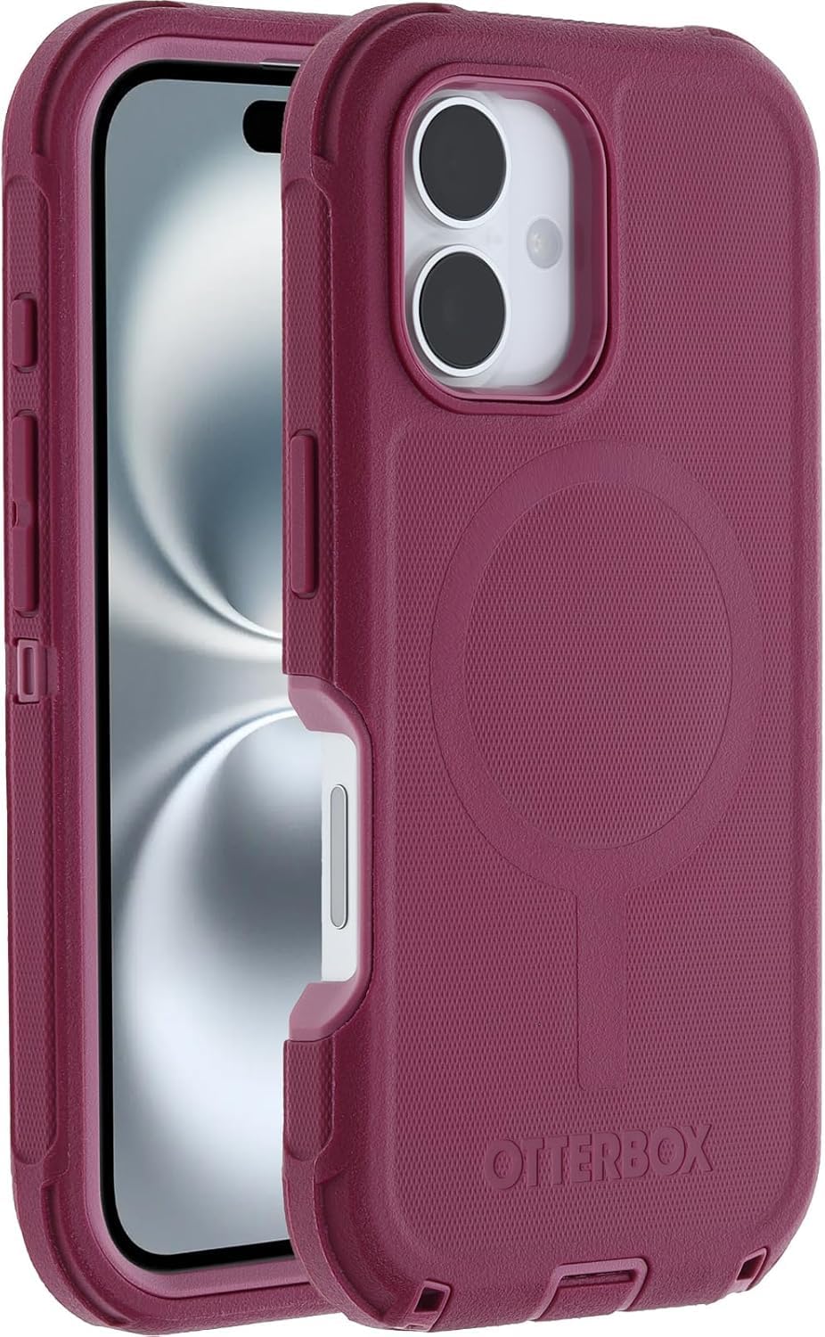 OtterBox iPhone 16 (Only) - Defender Series MagSafe Case - Foxberry (Pink) - Holster Clip Included - Built-in Magnets - Screenless - Rugged & Durable - with Port Protection - Non-Retail Packaging