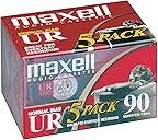 Maxell UR 90 Normal Bias Blank Audio Recording Cassette Tape, Low Noise, 90 Minute Recording Time, 5 Pack